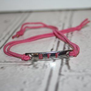 💖 Hot Pink & Silver BFF Bracelet · Adjustable